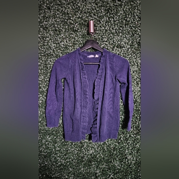 Navy Blue Ruffled Cardigan - Picture 1 of 4